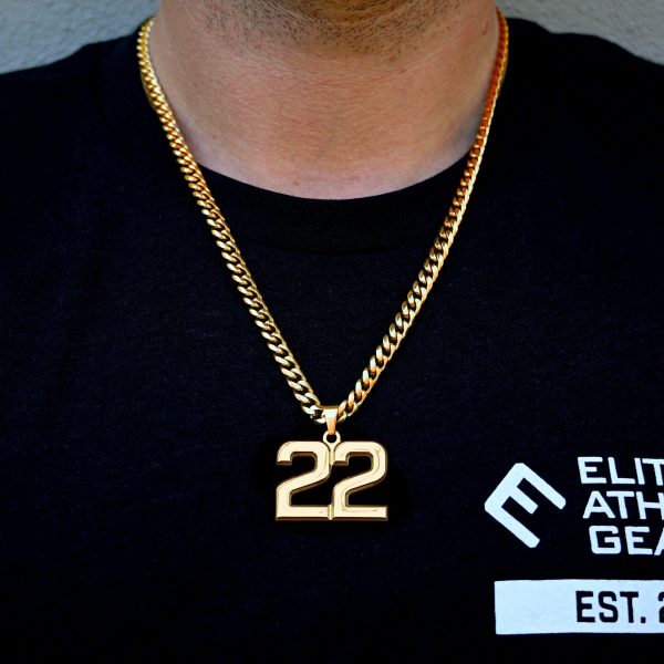 Pro Number Pendant - 14K Gold Plated Stainless Steel For Cheap - Image 2