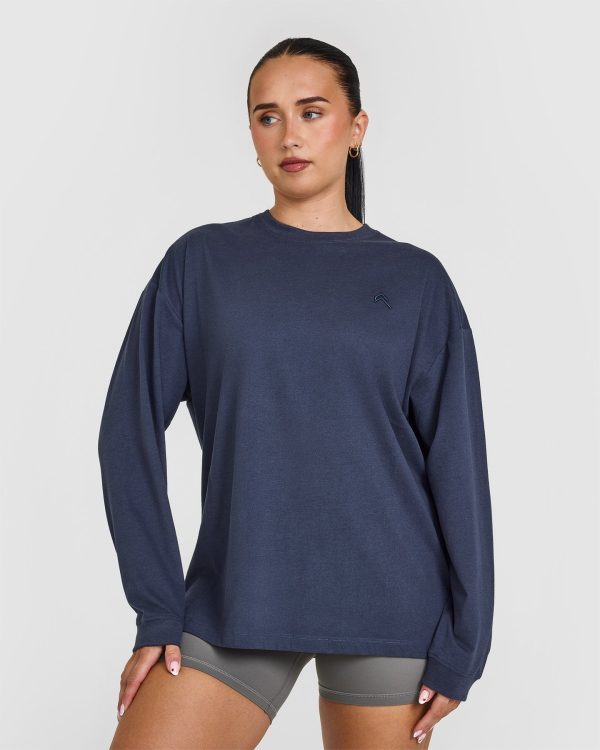 Classic Oversized Lightweight Long Sleeve Top | True Blue Online Hot Sale