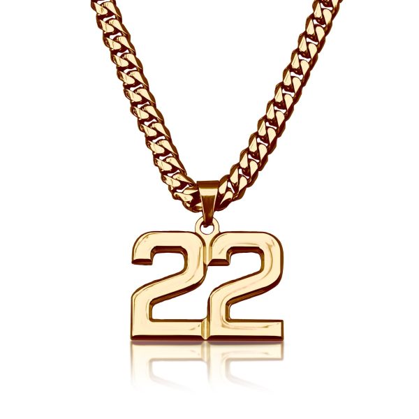 Pro Number Pendant - 14K Gold Plated Stainless Steel For Cheap