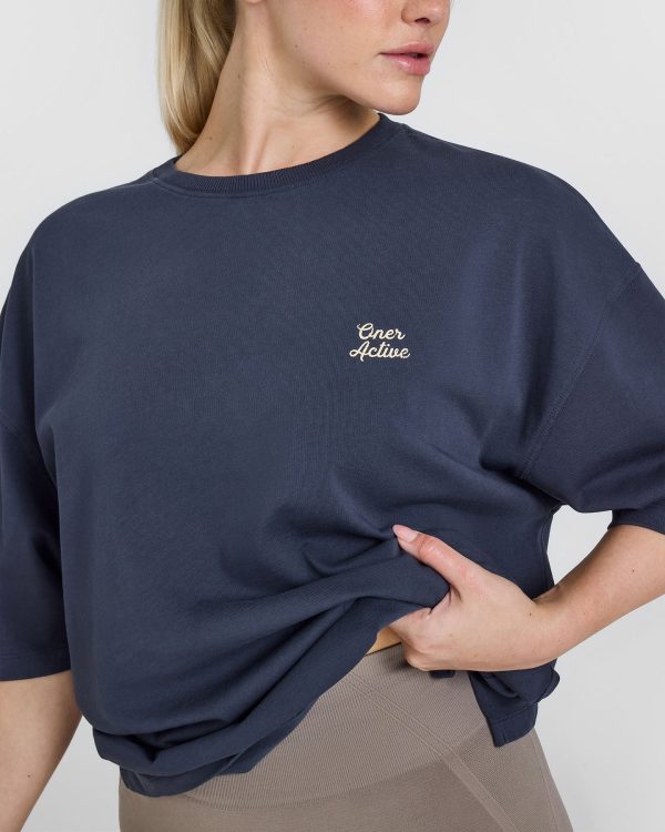 OA Graphic Washed T-Shirt | True Blue Online now - Image 4