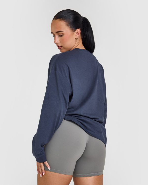 Classic Oversized Lightweight Long Sleeve Top | True Blue Online Hot Sale - Image 2