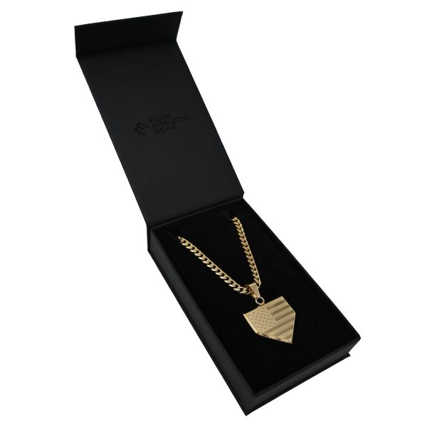 Pro USA Flag Home Plate Pendant - 14K Gold Plated Stainless Steel For Discount - Image 2