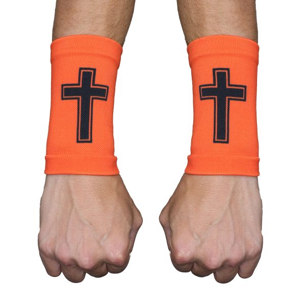 Faith Cross Orange Wrist Support Sleeves Online now
