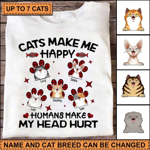 Gift For Mother Cats Make Me Happy Personalized Shirt, Personalized Gift for Cat Lovers, Cat Mom, Cat Dad - TS056PS07 Online